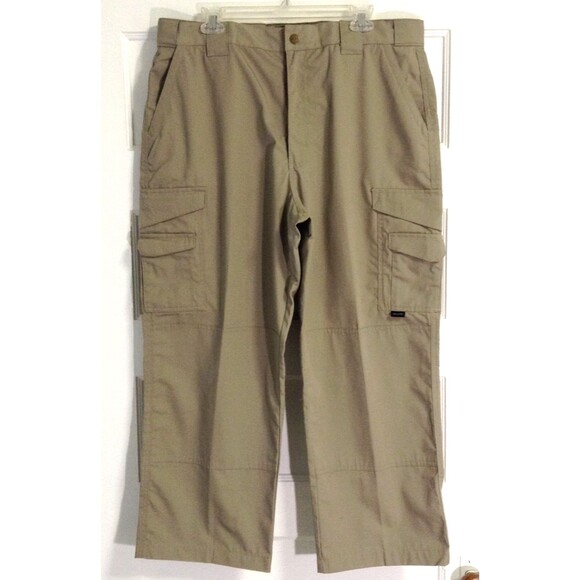 Tru-Spec Tactical Pants Mens 38x27 Khaki 24-7 Series Cargo Ripstop Double Knee - Picture 1 of 10